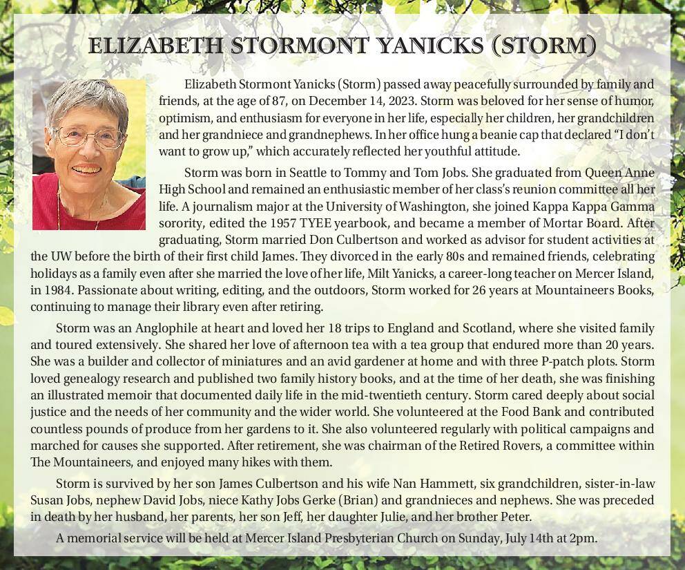 Elizabeth Stormont Yanicks (Storm) | Obituary