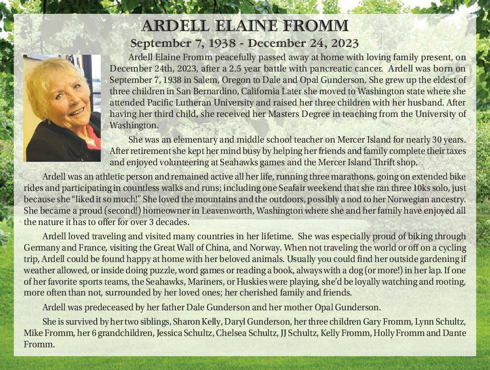 Ardell Elaine Fromm | Obituary