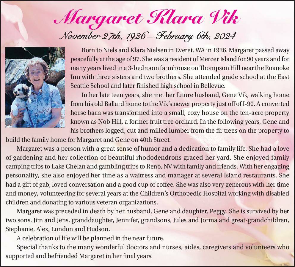 Margaret Klara Vik | Obituary