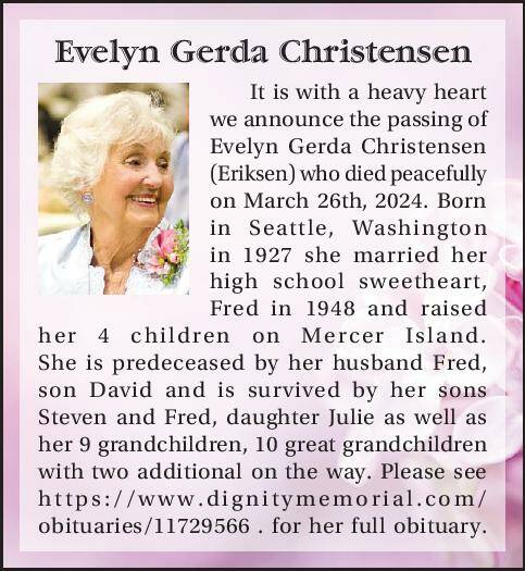 Evelyn Gerda Christensen | Obituary