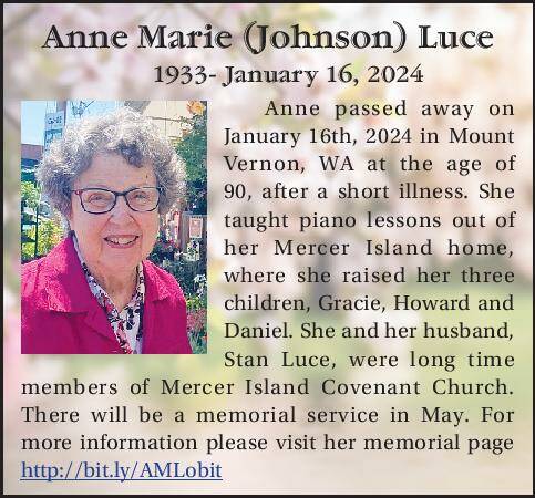 Anne Marie (Johnson) Luce | Obituary