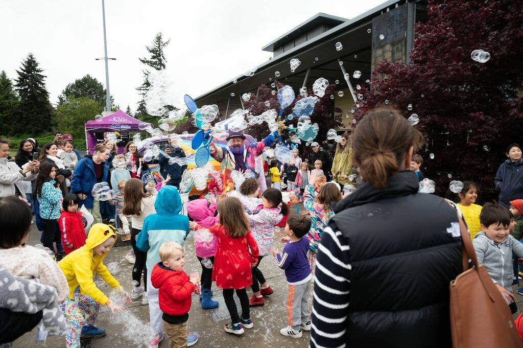 Bubble Man wows the crowd at the Mercer Island Preschool Association’s 57th annual Circus event featuring games, entertainment and fun on April 27 at Islander Middle School. Photo courtesy of Jaimié Birtel Photography