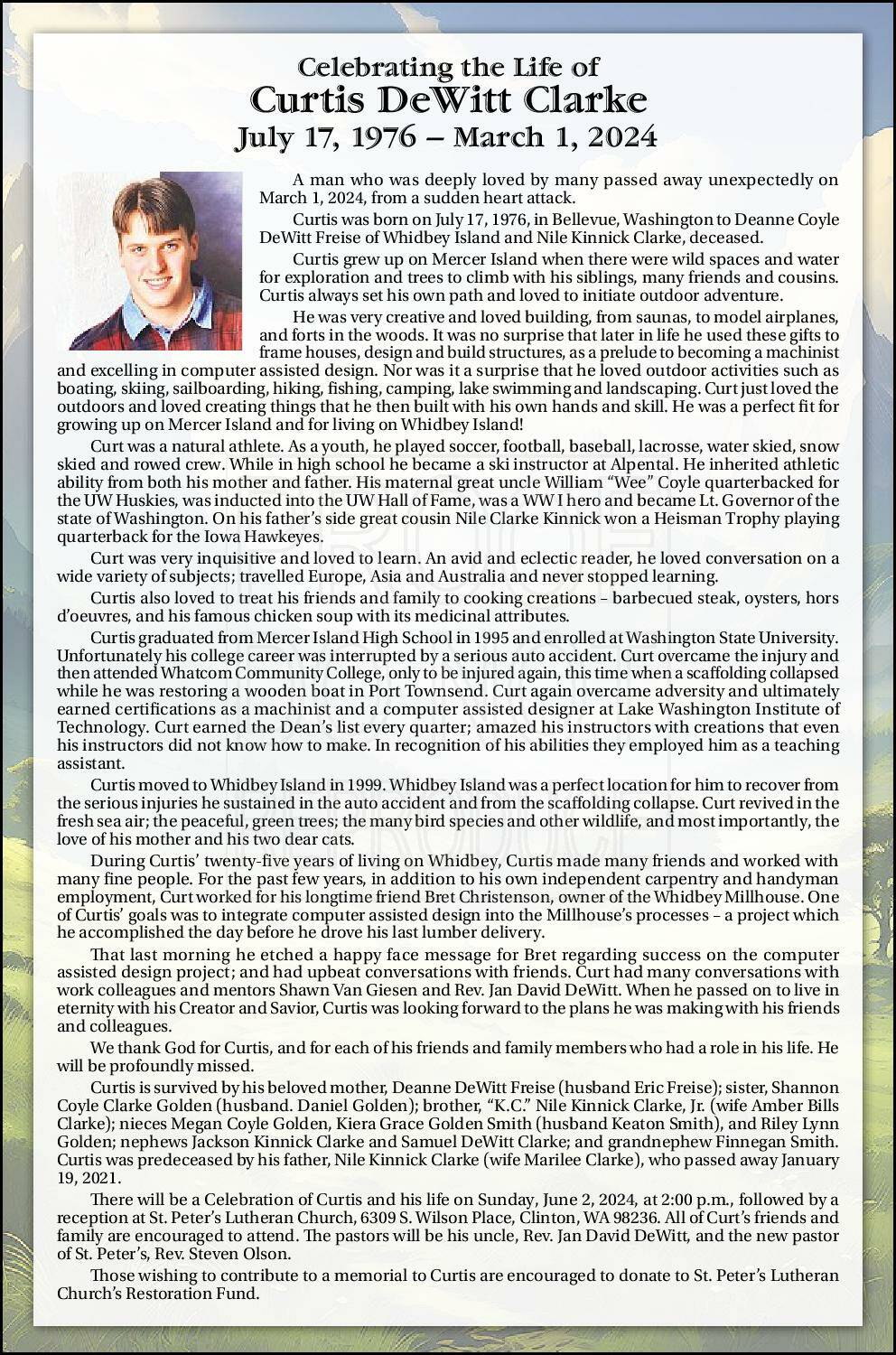 Curtis DeWitt Clarke | Obituary