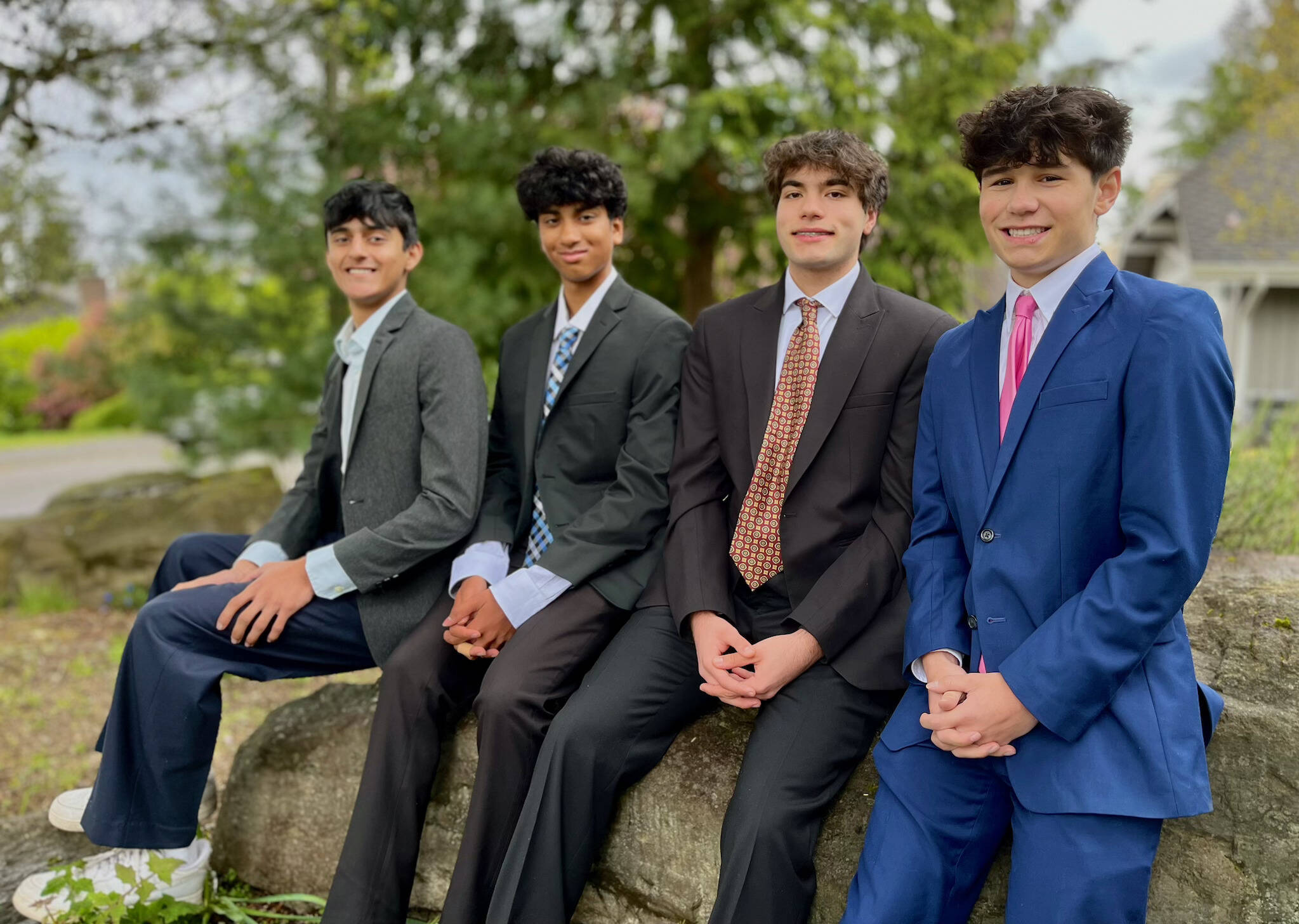 From left to right, Rohan Patel, Abhi Kothapalli, Arman Najafian and Jordan Benitez have formed the startup BIPS (Brain Impact Protection Services) and are pitching a Smart Mouthguard product. Photo courtesy of Hanieh Aghighi