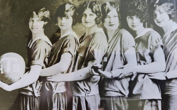 Ina Hamer, John Hamer’s mother (second from left), with her championship high-school basketball team in the late 1920s. (Courtesy photo)