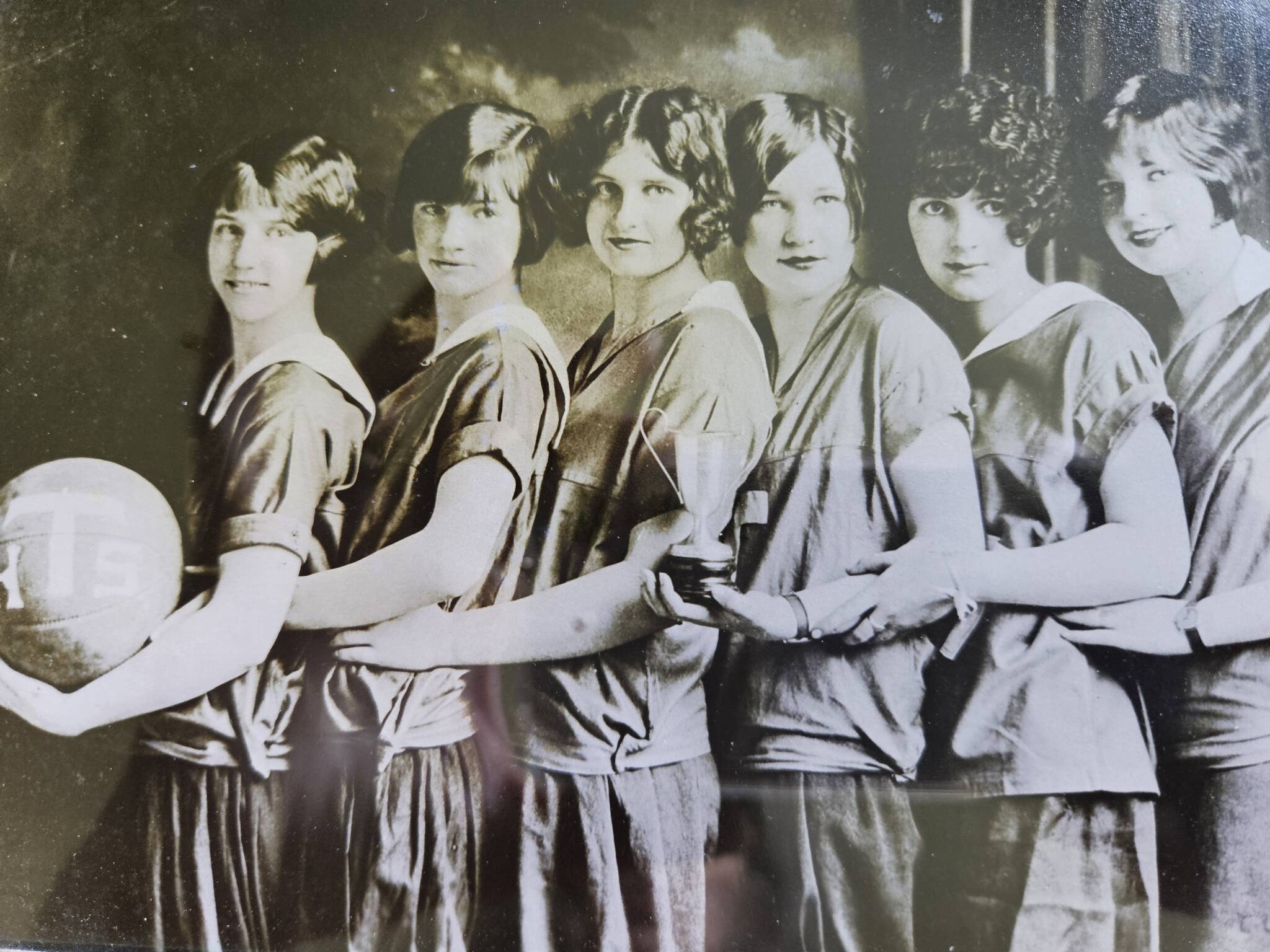 Ina Hamer, John Hamer’s mother (second from left), with her championship high-school basketball team in the late 1920s. (Courtesy photo)