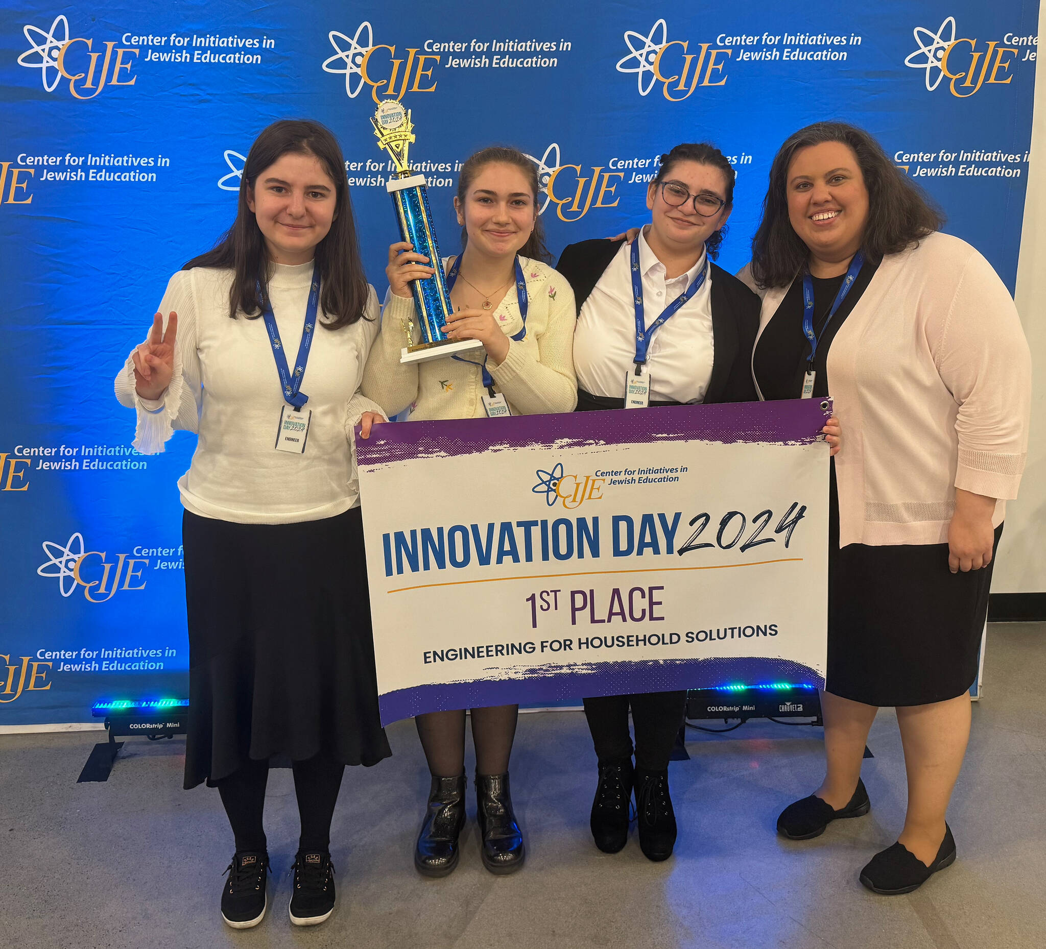 From left to right, Northwest Yeshiva High School’s Avital Aronov, Elizabeth Gabbay, Penina Rubin and Ariela DeFunis (STEM director). Courtesy photo
