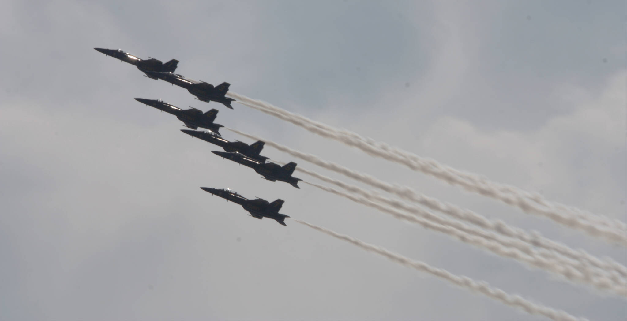 Blue Angels soar over Lake Washington near Mercer Island on Aug. 2 during their sizzling air show for Seafair 75. More photos and story to come. Andy Nystrom/ staff photo