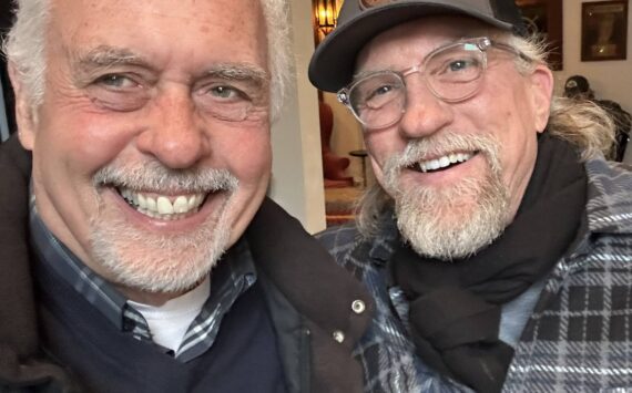 Guest columnist Greg Asimakoupoulos and Ed Holmes, former chief of the Mercer Island Police Department. Courtesy photo