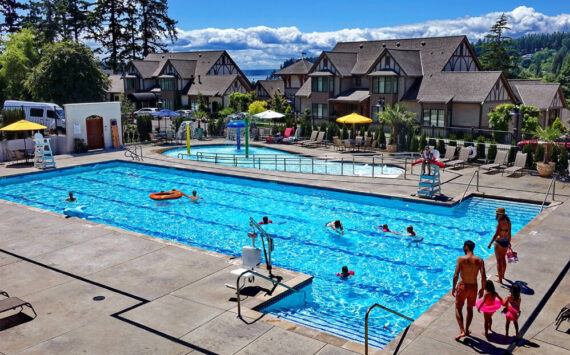 Guests can indulge in a range of amenities, including a seasonal outdoor pool. Photo courtesy of Pleasant Beach Village.