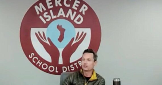 Mercer Island School Board Director Dan Glowitz during the May 8 meeting. (Screenshot)