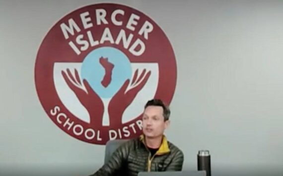 Mercer Island School Board Director Dan Glowitz during the May 8 meeting. (Screenshot)