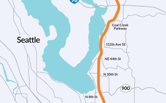 The I-405/Renton to Bellevue Widening and Express Toll Lanes Project will cause a closure of southbound lanes this weekend. (Photo provided by WSDOT)