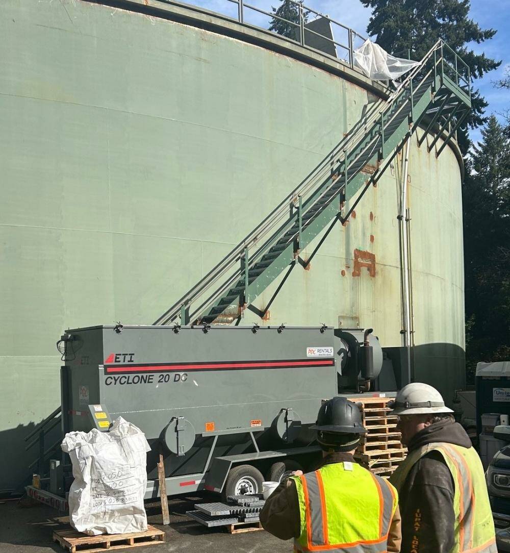 Workers survey the scene during the city’s water reservoir improvements project. Photo courtesy of the city of Mercer Island