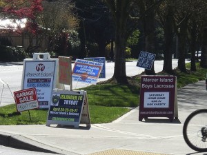 Signs concerning everything from yard sales