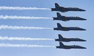 The Blue Angels turn on their smoke as they perform during the Boeing Air Show over Seafair weekend. The Blue Angels wowed residents and visitors during the hottest weekend of the summer.