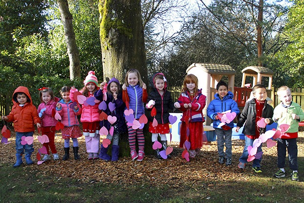 The Pre-K class at Pixie Hill Preschool put their Valentine’s Day craftiness on display with handmade heart garlands. The children participated in a valentines-themed day of learning at Pixie with activities and crafts and finished off their day with a party to celebrate.