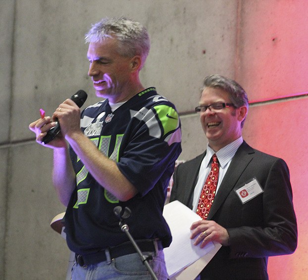 Bathed in pink light