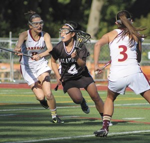 Mercer Island senior Tyler Sherper looks for a way to the goal during the Islander state semifinal match against Lakeside on Tuesday