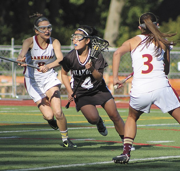 Mercer Island senior Tyler Sherper looks for a way to the goal during the Islander state semifinal match against Lakeside on Tuesday