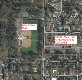 A large crane will install a utility vault on Saturday and Sunday