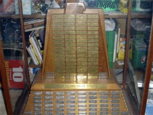 The three-foot trophy that features the names of Mercer Island Eagle Scouts