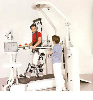 The Lokomat provides robotic walking therapy.