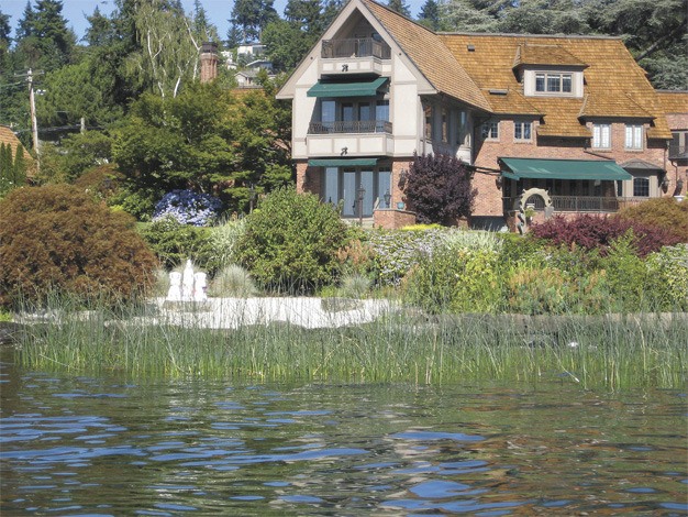 This view of a Mercer Island waterfront home