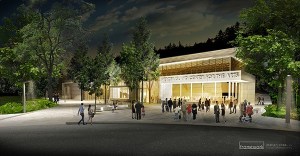 MICA's conceptual drawings of the proposed performance venue in the Town Center show how it will integrate with the park