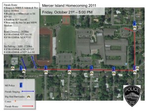 Mercer Island High School is the new location for the homecoming parade.