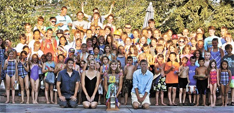 The Mercerwood Shore Club summer swim team recently won the Midlakes trophy. Coaches