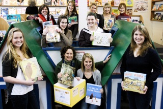 NCL Book Drive participants photographed at Island Books. From left