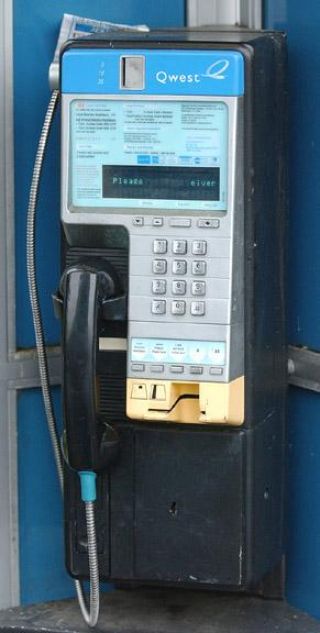 A pay phone at the south end shopping complex on Mercer Island...
