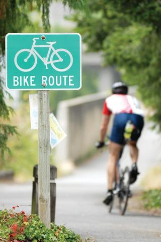 Chad Coleman/Mercer Island Reporter Mercer Island accommodates cyclists from near and far. The City Council is looking at adding bike lanes to make it easier for Islanders to get around.