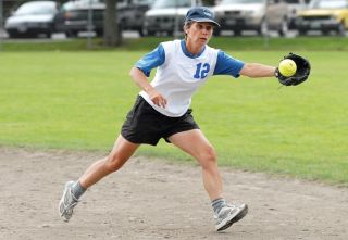 Chad Coleman/Mercer Island Reporter Rockers’ player Carol Crothers goes deep into the hole at second for a ball just out of reach during the Island team’s game against Auburn No. 1. Mercer Island finished second in the division two championship tournament.