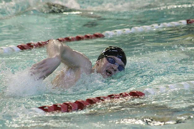 Mercer Island's Ian Caldwell swims the 200 freestyle against Juanita Thursday