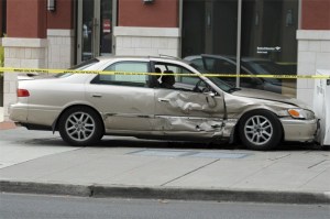 A vehicle struck a transformer at The Mercer building at 12:30 p.m. after being hit by a pickup truck in the intersection of S.E. 27th Street and 77th Avenue S.E. on Monday