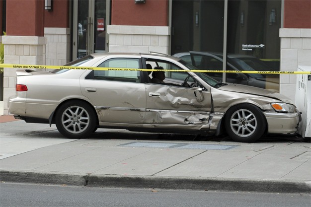 A vehicle struck a transformer at The Mercer building at 12:30 p.m. after being hit by a pickup truck in the intersection of S.E. 27th Street and 77th Avenue S.E. on Monday
