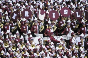 The Islanders marching band performs during a football game against Newport at Mercer Island High School on a Friday night in September 2010.