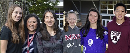 Presidential Scholar Lindsey Reitinger (left) poses with MIHS Principal Vicki Puckett (second from left) and scholars Grace Hunter
