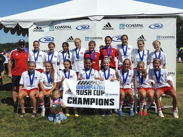 The Eastside FC U15 girls soccer team includes (front): Carly Tudor