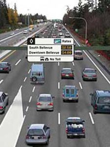 This artist’s rendering of the possible I-405 tolling shows what it could look like for drivers.
