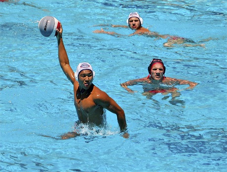 Eugene Chong goes for a goal in a training match against the Montenegran Junior National team.