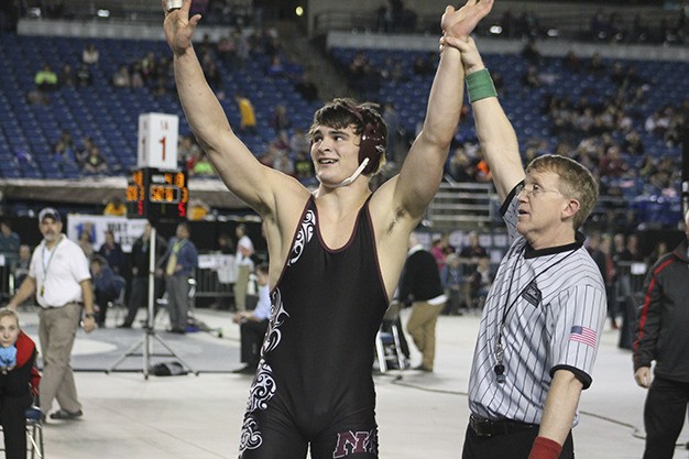 Mercer Island's Evan Condon won the 195 state title at the 2015 Mat Classic XXVII Saturday at the Tacoma Dome.