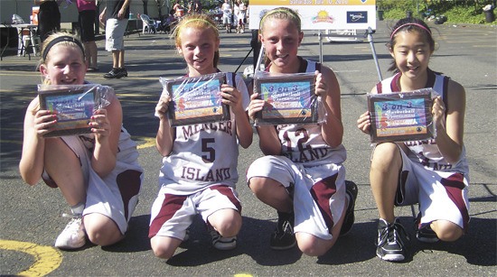 The fifth and sixth grade bracket champions at the Summer Celebration! 3-on-3 basketball contest were Anna Luce