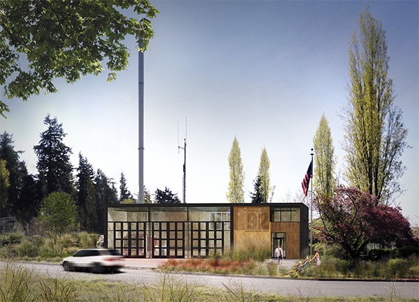 A rendering of what the South-end fire station will look like when complete.