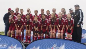 The Eastside FC girls white team recently won the regional championship. The team includes Haley Beuthel