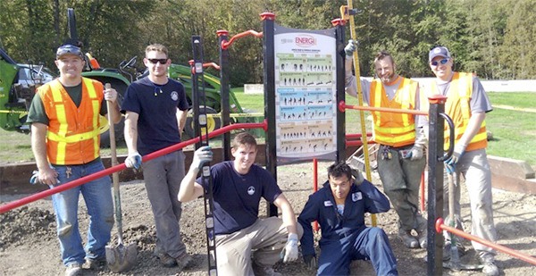Parks maintenance crew members Brian Sherman