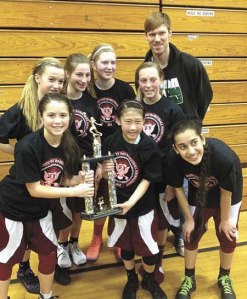 The Mercer Island girls select seventh grade team recently won the tournament title during a President's Day weekend tournament in Stanwood.