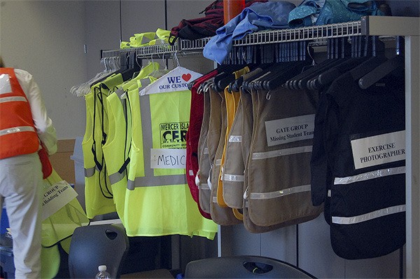 Drill participants turn in their vests at the end of the exercise. The vest listed the person’s role